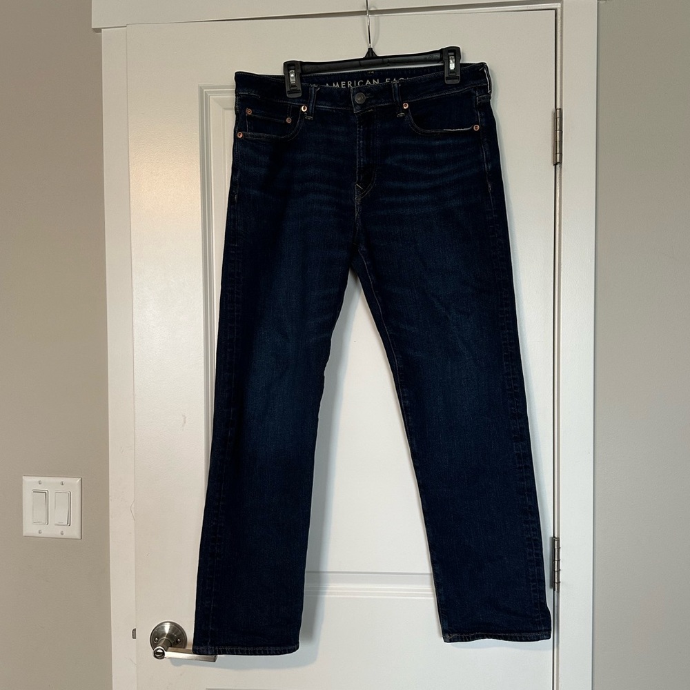 American Eagle Airflex Athletic Fit Jeans Mens 32x32 Dark Blue Straight Stretch